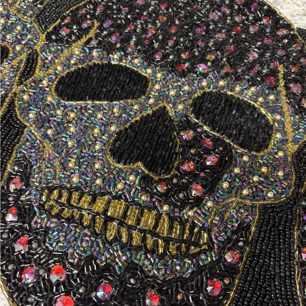 Tahari Beaded Skull Tablerunner 13 x 36 Table Runner